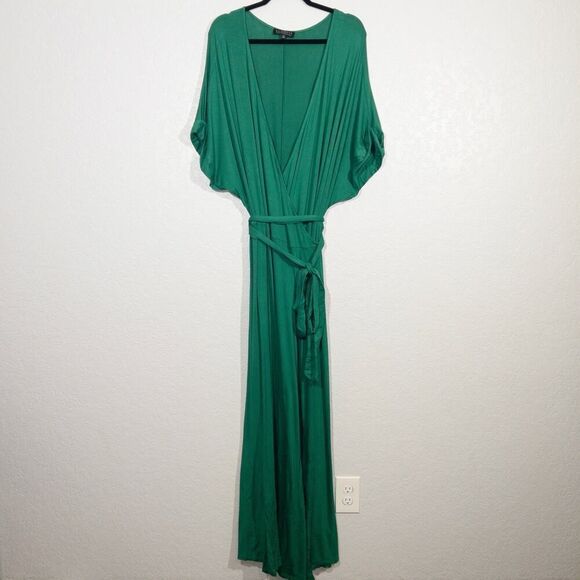 Eloquii Green Jersey Knit Wrap Maxi Dress Size 26 - Picture 2 of 8